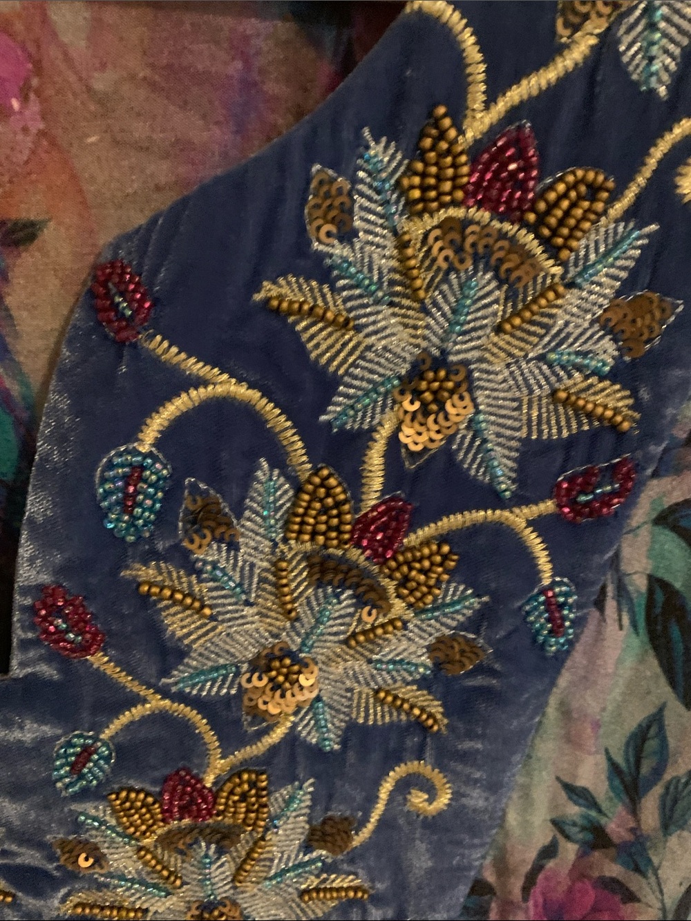 Soft Surroundings Blue Floral Embroidered Maxi Dress - Picture 3 of 8